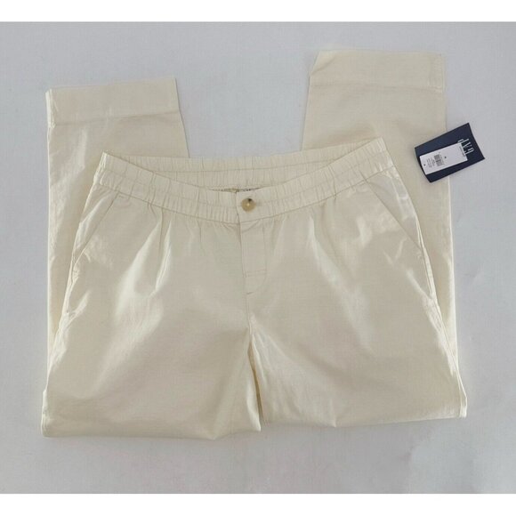 NWT Women's GAP 100% Cotton Ivory Frost Straight Leg Crop Pants Sz M Normcore‎ - Picture 3 of 11
